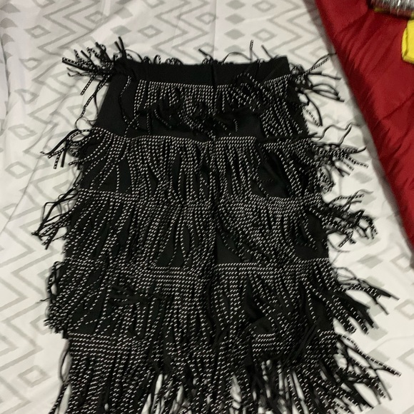 Fringed, studded skirt black - Picture 2 of 4